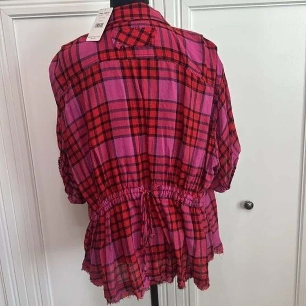 Free‎ People Shirt Red and Pink Plaid